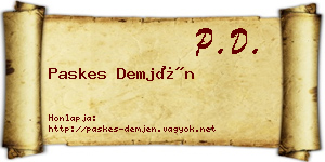 Paskes Demjén névjegykártya